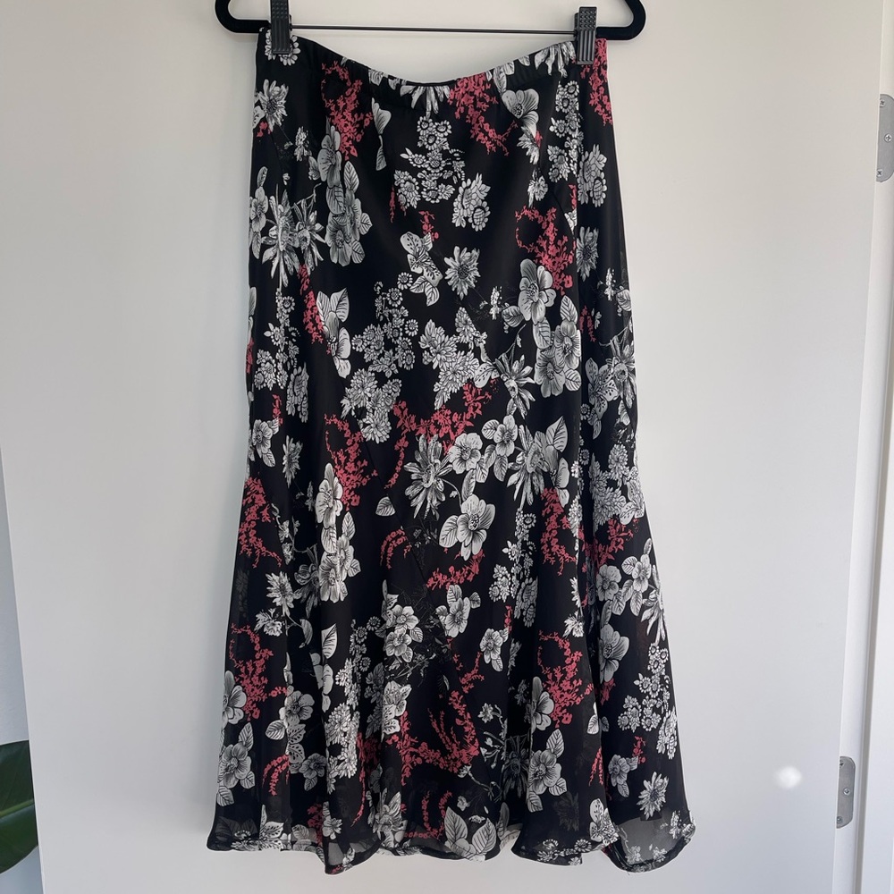 Covington Black Skirt with Pink and White Floral Design